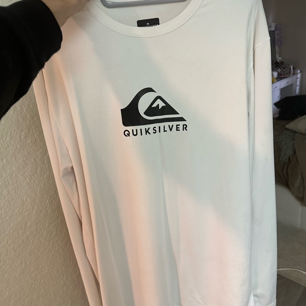 Quicksilver large men’s rash guard white long sleeve